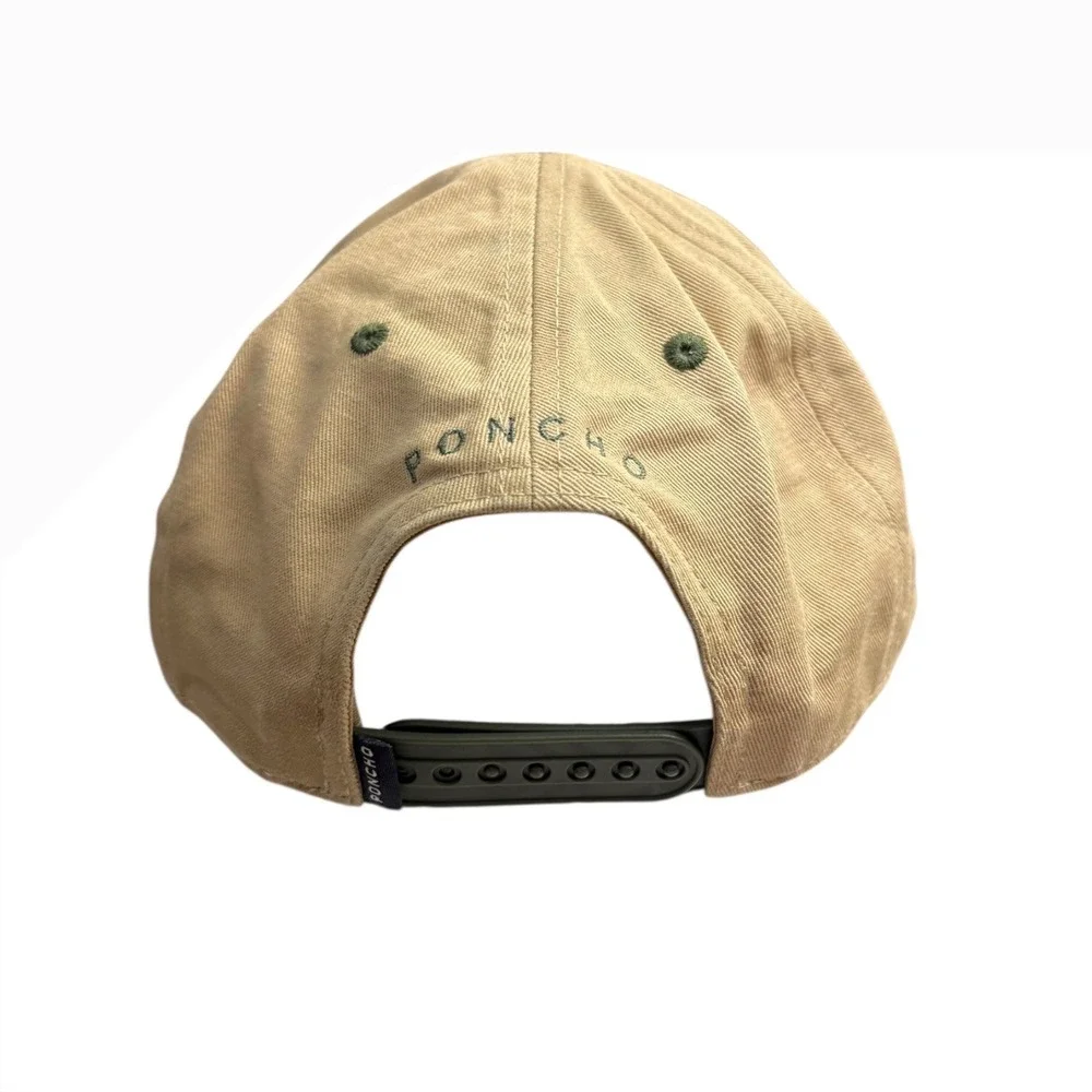 Poncho Outdoors Eagle & Trout Embroidered Tan Green‎ Baseball Cap Hat Adjustable